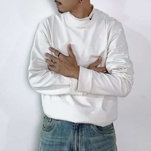 Nike耐克 SWOOSH男子运动休闲潮流半高领小勾长袖T恤打底衫DX5869