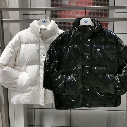 Adidas三叶草 女子运动休闲潮流亮面蓬松羽绒服外套IU4797/IU4798