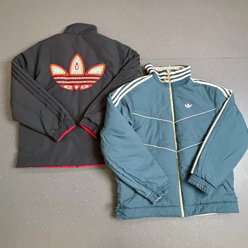 Adidas三叶草 男女运动潮流双面穿棉服夹克外套 KT0639 KT0640