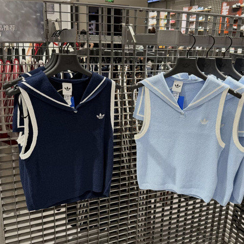 Adidas三叶草 女子运动休闲潮流针织衫POLO衫背心 KX0744 KX0746