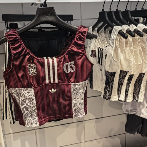 Adidas三叶草 女子运动休闲潮流复古蕾丝吊带背心 KU4750 KU4751