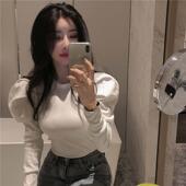 打底衫 韩版 长袖 秋冬百搭修身 上衣 女新款 设计感独特别致小众泡泡袖