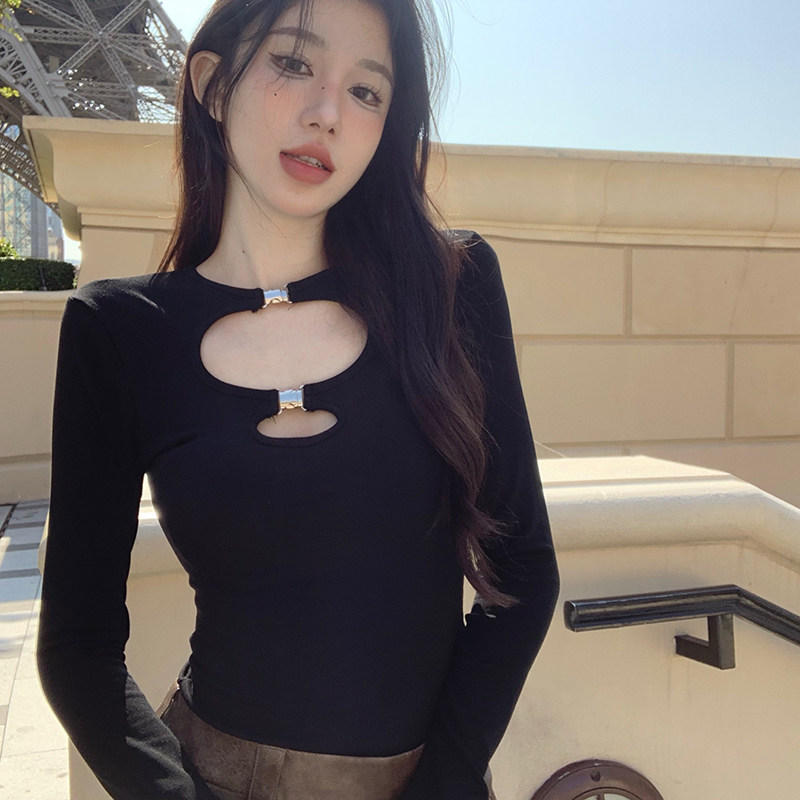 镂空春秋修身常规款金属扣小心机