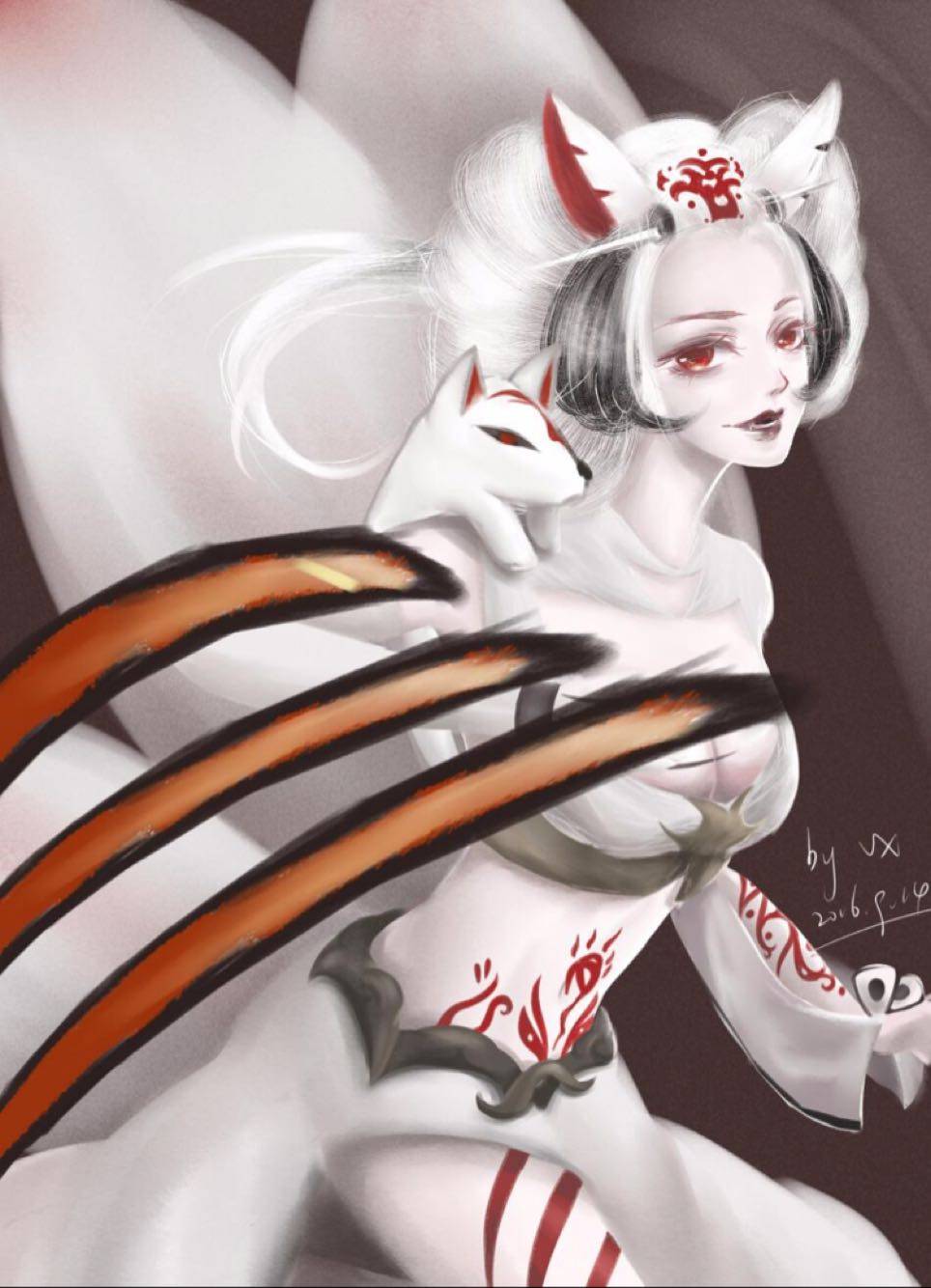 cosplay假发 COS 阴阳师 手游 三尾狐 觉醒 发髻 艺妓 定做假毛