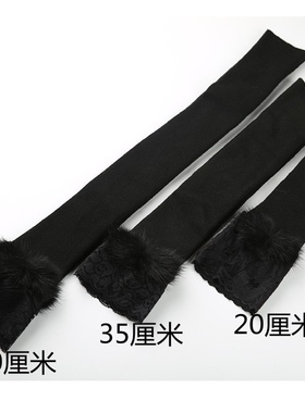 秋冬羊绒长款手套蕾丝花边水貂毛过手肘保暖手臂套针织袖套假袖子