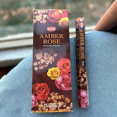 印度进口香薰HEM 琥珀玫瑰 AMBER ROSE 竹签线香室内家用花香味