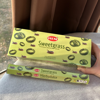 印度进口HEM线香 甜草Sweetgrass清新舒缓放松供奉香薰竹签香正品
