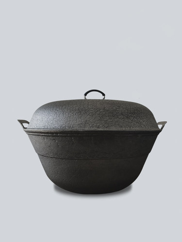 老式生铁加厚煤气灶铁盖双耳炒锅