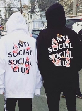 特价福利ASSC连帽衫潮牌高街百搭休闲宽松FOG桃花蝴蝶卫衣男女款