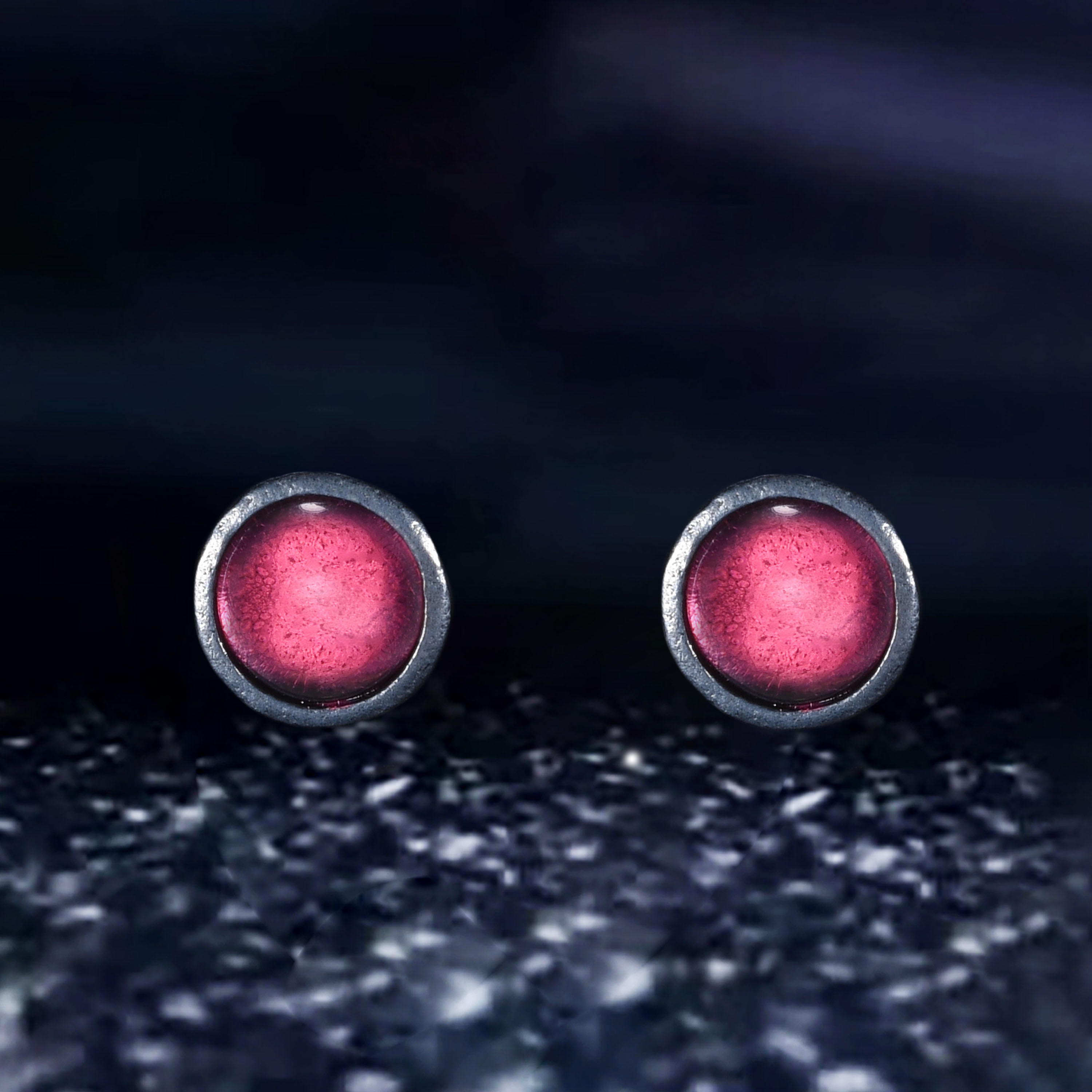 icegang绯红血月耳钉s925复古纯银做旧耳饰养耳洞防过敏小众设计