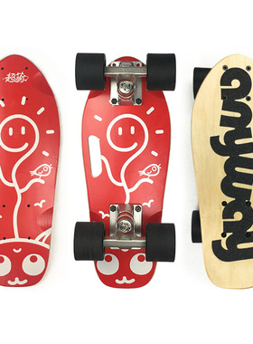 皮皮滑板anyway超萌板迷你mini便携小鱼板香蕉板全枫木新款初学者