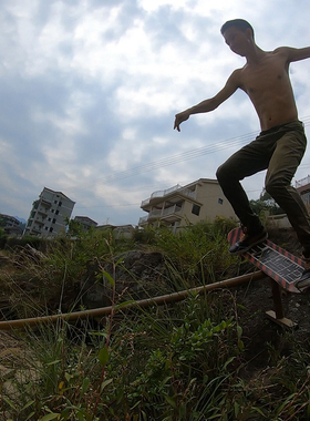 皮皮滑板anyway滑板杆子加强版道具圆杆方杆组合杆2米可拆卸便携