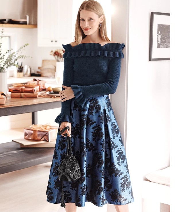 甜美气质荷叶边美式风针织衫