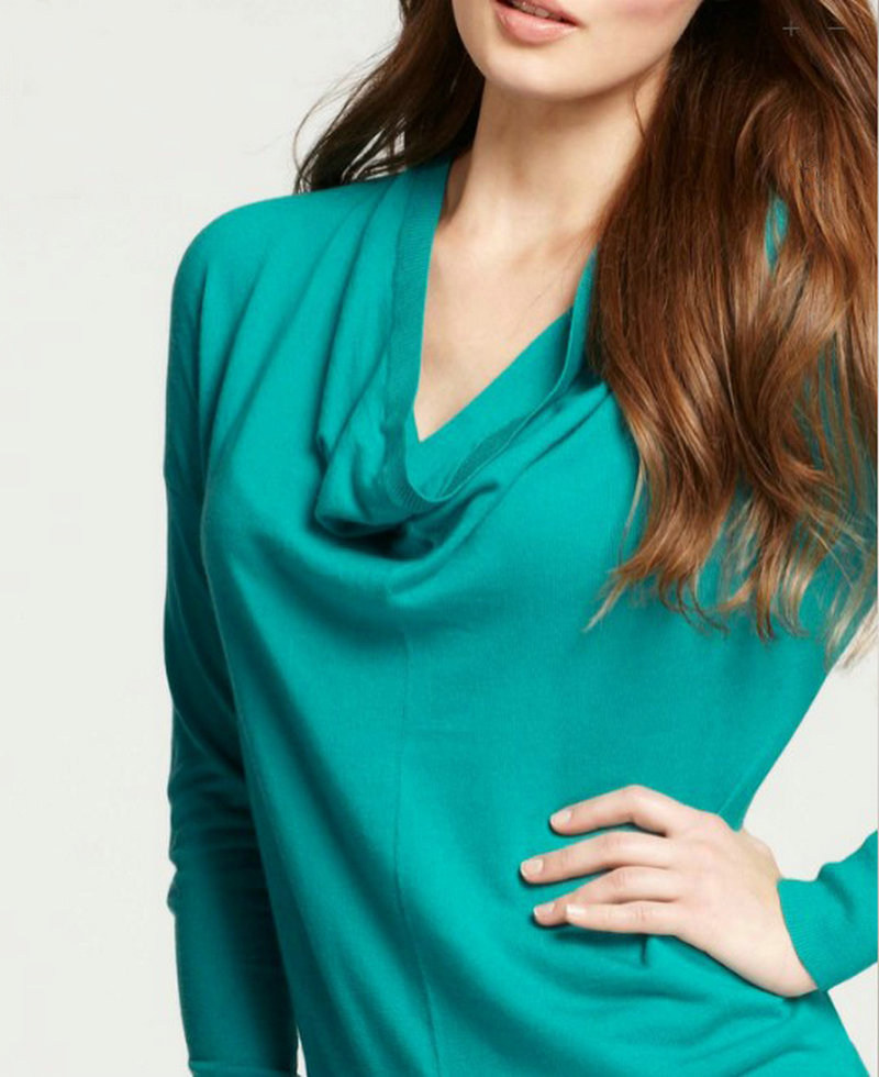 ann2021taylor春秋时尚荡领套头宽松显瘦蝙蝠袖针织衫毛衣女外套