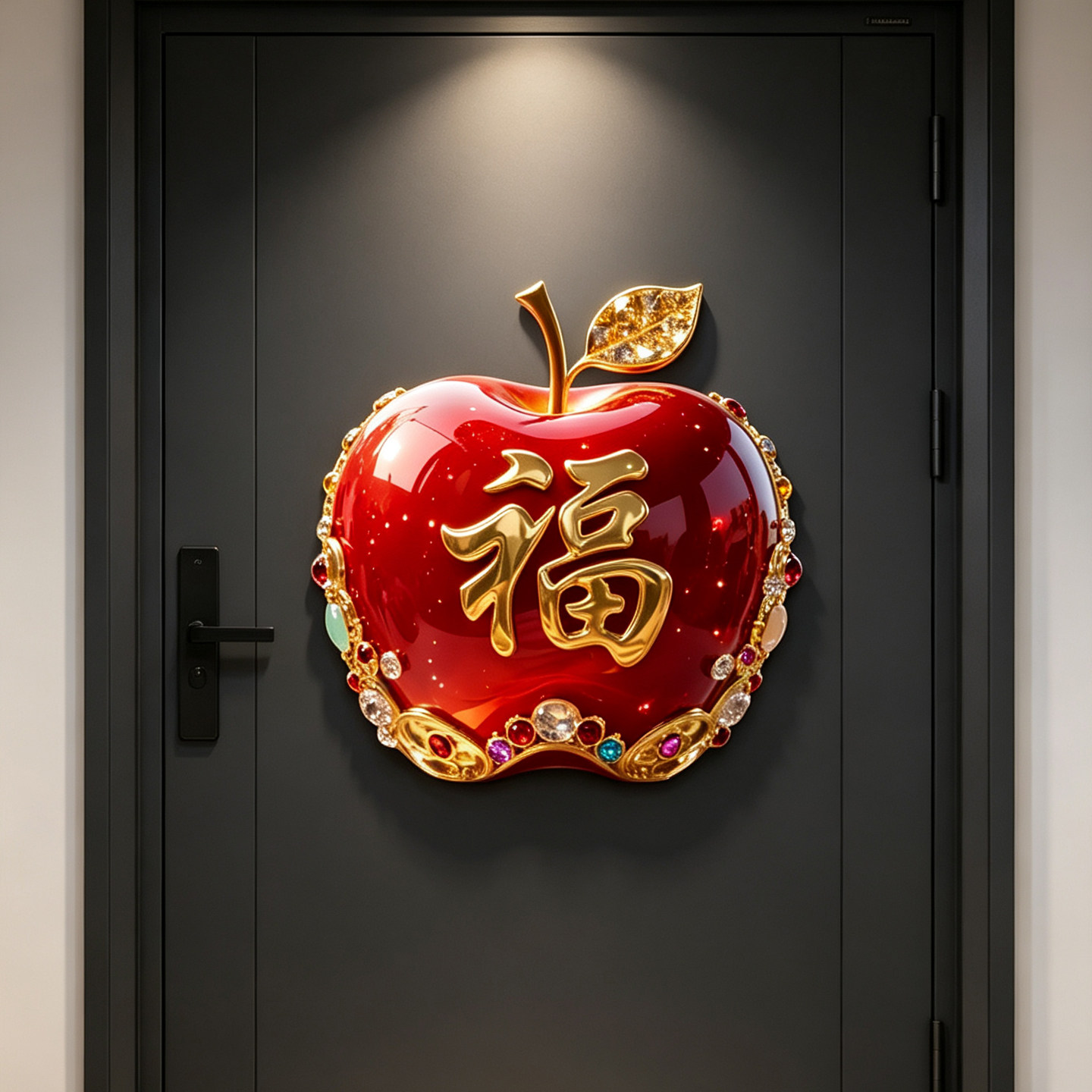 福字门贴乔迁新家贴纸苹果图案平安墙贴冰箱贴新年装饰贴画不留胶图片