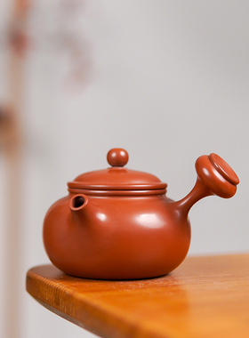 侧把容天壶 1150℃复烧3次 广西钦州坭兴陶茶具小容量泡茶壶120cc