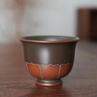 广西坭兴陶原矿纯手工主人杯 莲生杯主人杯55cc