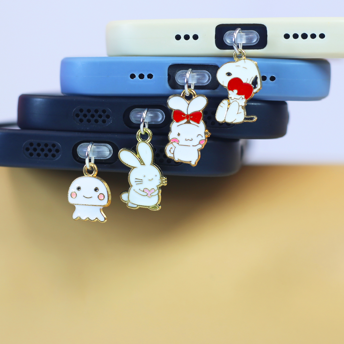 爱心比心狗蝴蝶结兔子可爱狗手机防尘塞防尘防水DIY挂件吊坠饰品