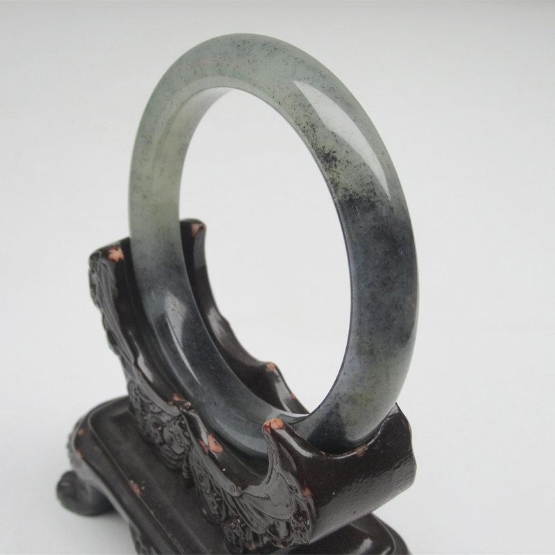 女款正圈天然玉石新疆和田玉青花籽料半山半水玉手镯手环风水墨画