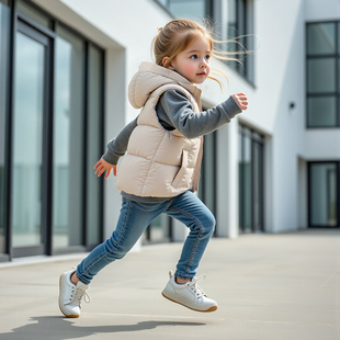 25秋冬保暖坎肩外套背心潮 男女童厚款 儿童装 连帽羽绒棉马甲韩版