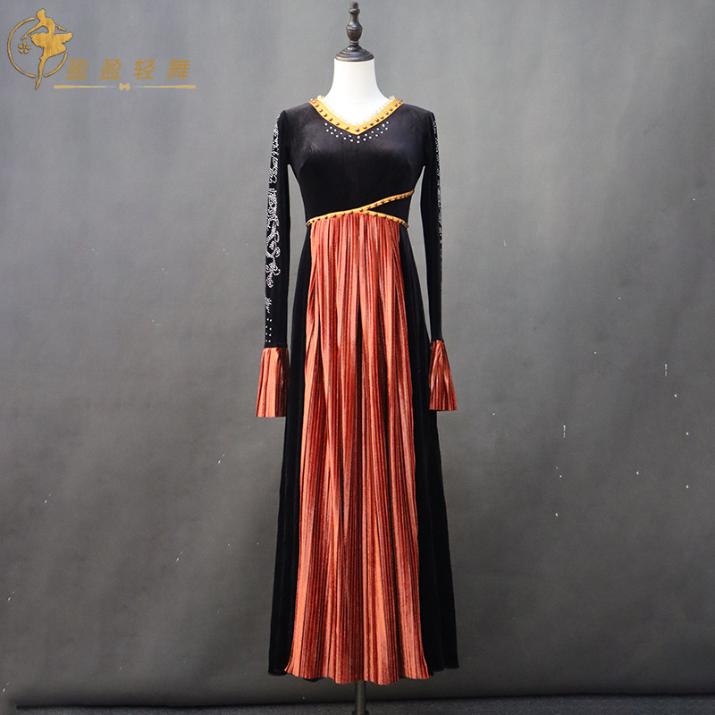 少数民族哈萨克族黑走马舞蹈服王雪柔同款艺考蒙古独舞演出服定制