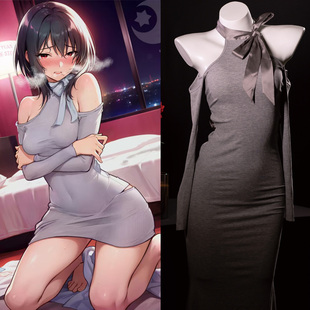 汤圆衣铺原创设计 日常露肩收腰修身纯欲款缎带蝴蝶结心机露出裙