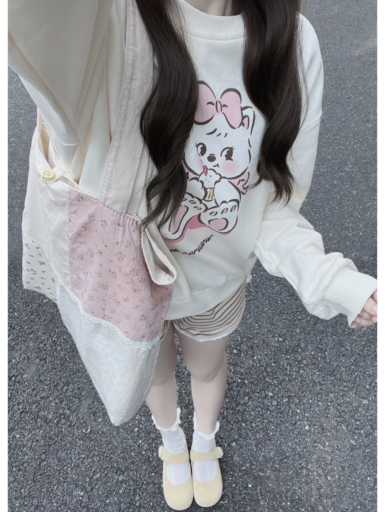 甜妹全糖可爱卡通哈基图案春秋韩版圆领长袖慵懒风宽松套头卫衣女