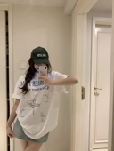 设计感宽松上衣ins潮 夏季 港味chic芭蕾女孩印花短袖 T恤女2026新款