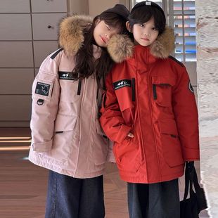 龙凤胎衣服儿童姐弟装工装羽绒服2026新款女童韩版加厚冲锋衣外套