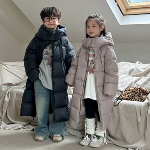 龙凤胎衣服儿童兄妹装中长款羽绒服2025新款男女童韩版加厚外套冬