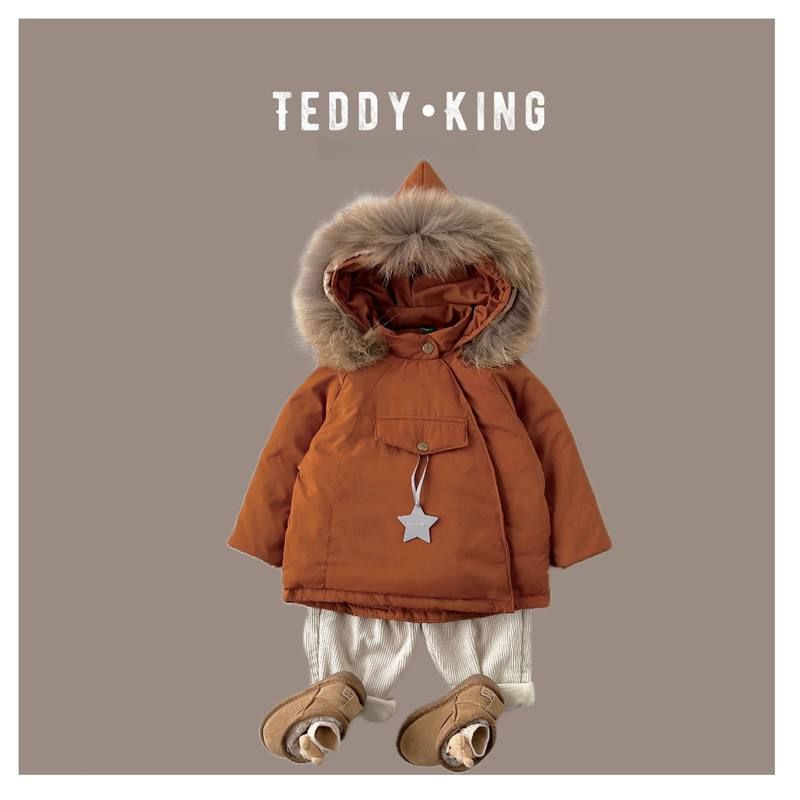 儿童精灵帽羽绒服真毛领加厚外套