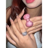 atmshop爆闪甜美少女kt猫蝴蝶结戒指千禧辣妹y2k食指戒开口可调节