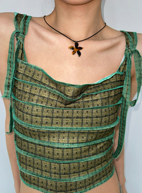 atmshop 枫叶琥珀造型吊坠项链高品质纹路亚克力小众百搭锁骨链