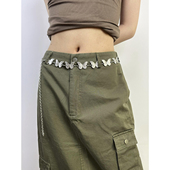 atmshop银色蝴蝶复古辣妹欧美腰链个性 饰腰带 甜酷金属镂空链条装