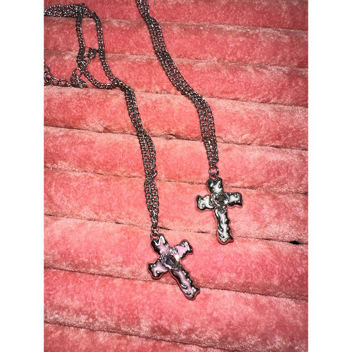 熔岩感十字架滴釉复古项链