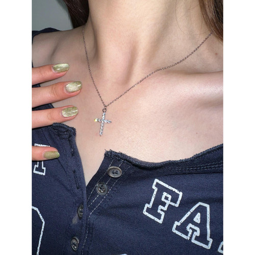 闪钻十字架BM纯欲辣妹锁骨链