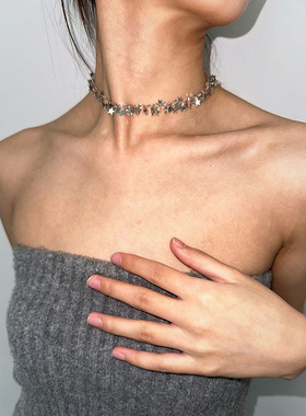 atmshop 繁星簇拥银色星星流苏辣妹项链韩国ins小众设计choker