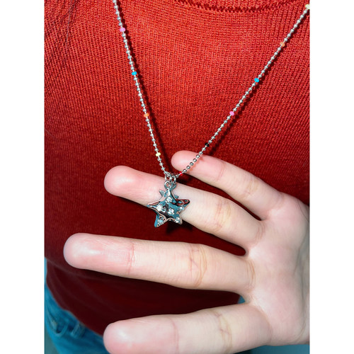 五角星吊坠彩色糖果项链