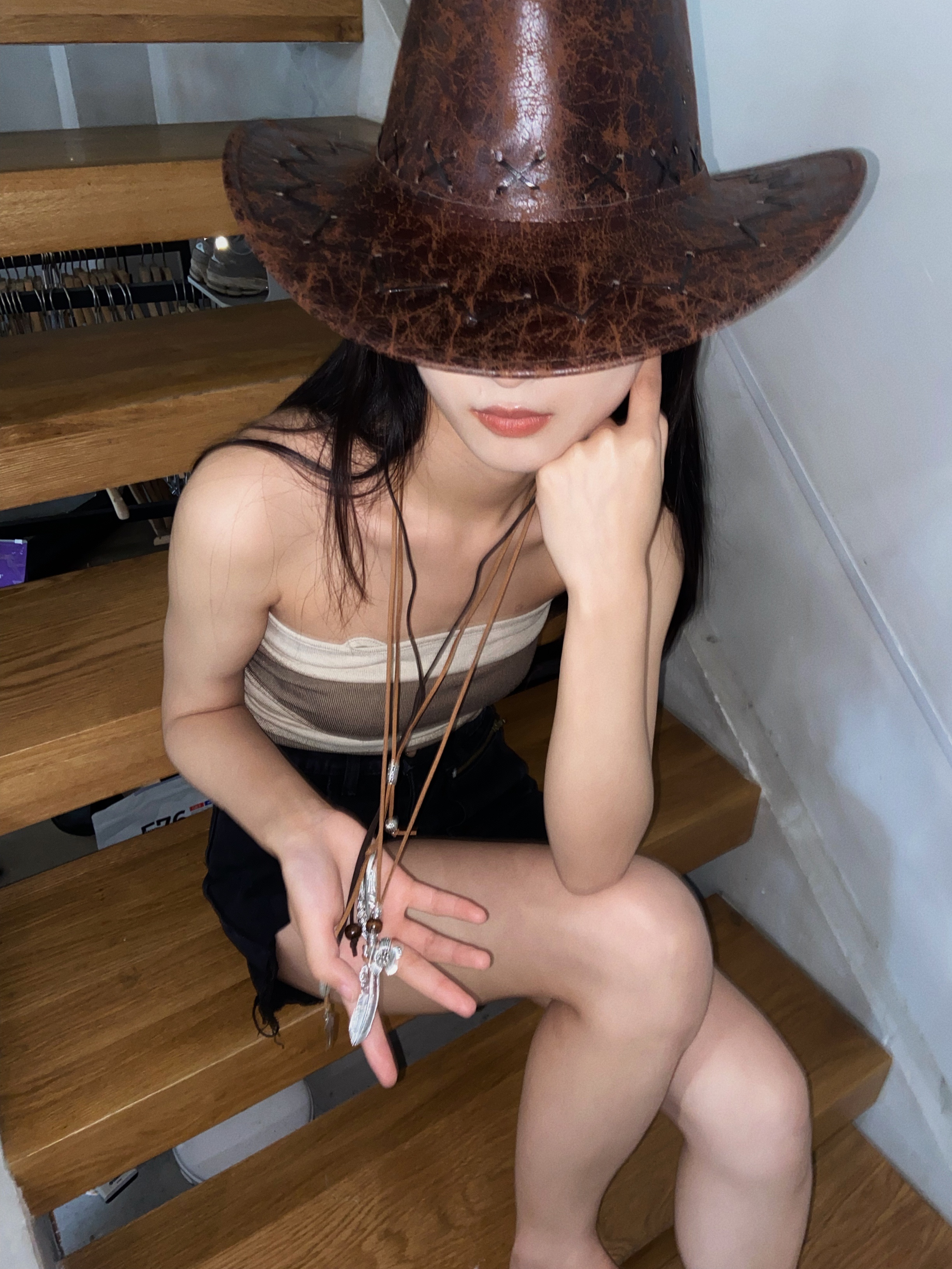 波西米亚风羽毛吊坠男女同款项链