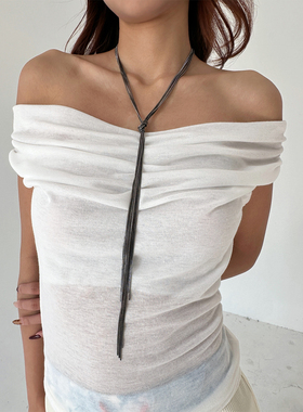 atmshop欧美简约高级y型金属流苏多层长项链冷淡风百搭时尚毛衣链