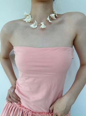 atmshop 海的女儿立体白色贝壳造型个性项链气质仙气浪漫锁骨链