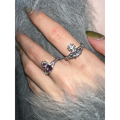 atmshop 土星西太后满钻超闪品质玻璃锆石星球气质戒指开口可调节