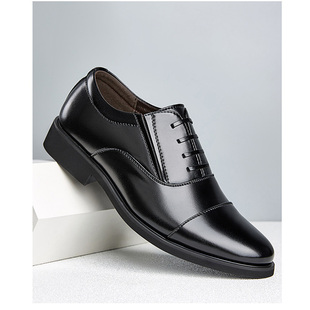 勃牛正品皮鞋男商务正装三接头冬季保安45真皮三节头商务47男鞋子