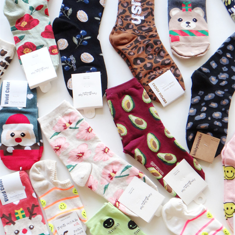 卡通动漫春秋女棉短袜