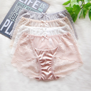 N139 小平角有大码 日系性感薄款 镂空透气蕾丝网纱拼接女士三角内裤