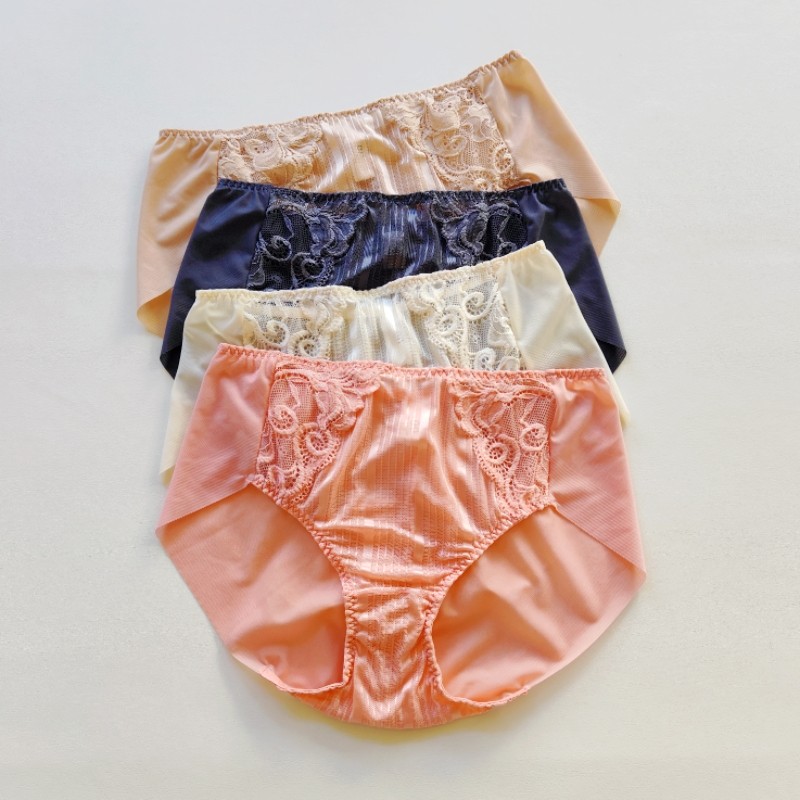 蕾丝拼接单色/胖MM奢华多色无痕中腰包臀女三角裤大码 纯棉裆 N25