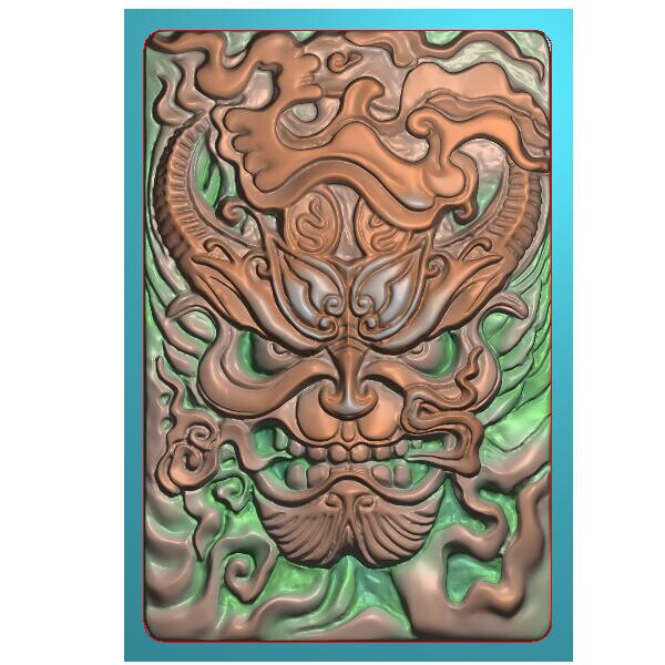 玉雕牛魔王46牌精雕图jdp木雕浮雕图牙雕灰度图bmp电脑雕刻图