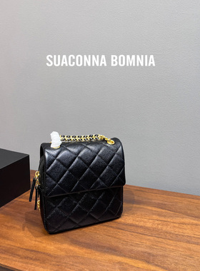 新品/小可爱一枚！真皮链条菱格纹包女 不挑季节的ADO双肩小书包