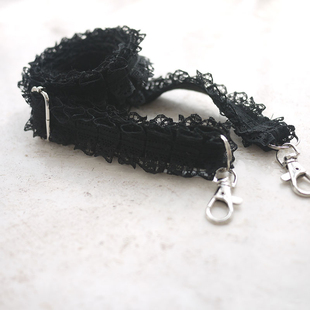 原创自制手工背包带黑色蕾丝可调节拍立得相机单反微单替换配件