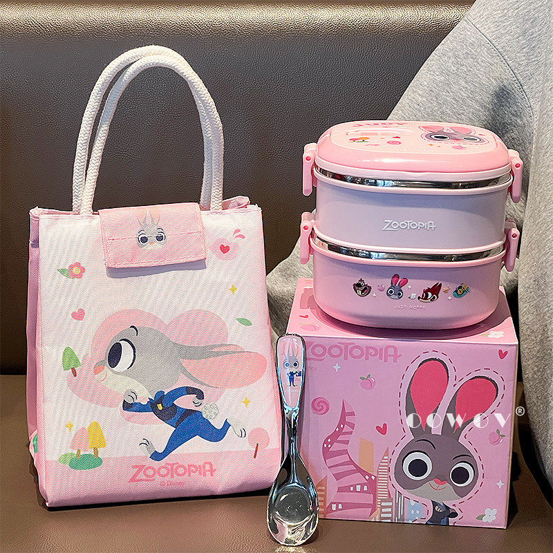 迪士尼疯狂动物城儿童生日礼物餐具保温饭盒小学生专用手提袋礼品